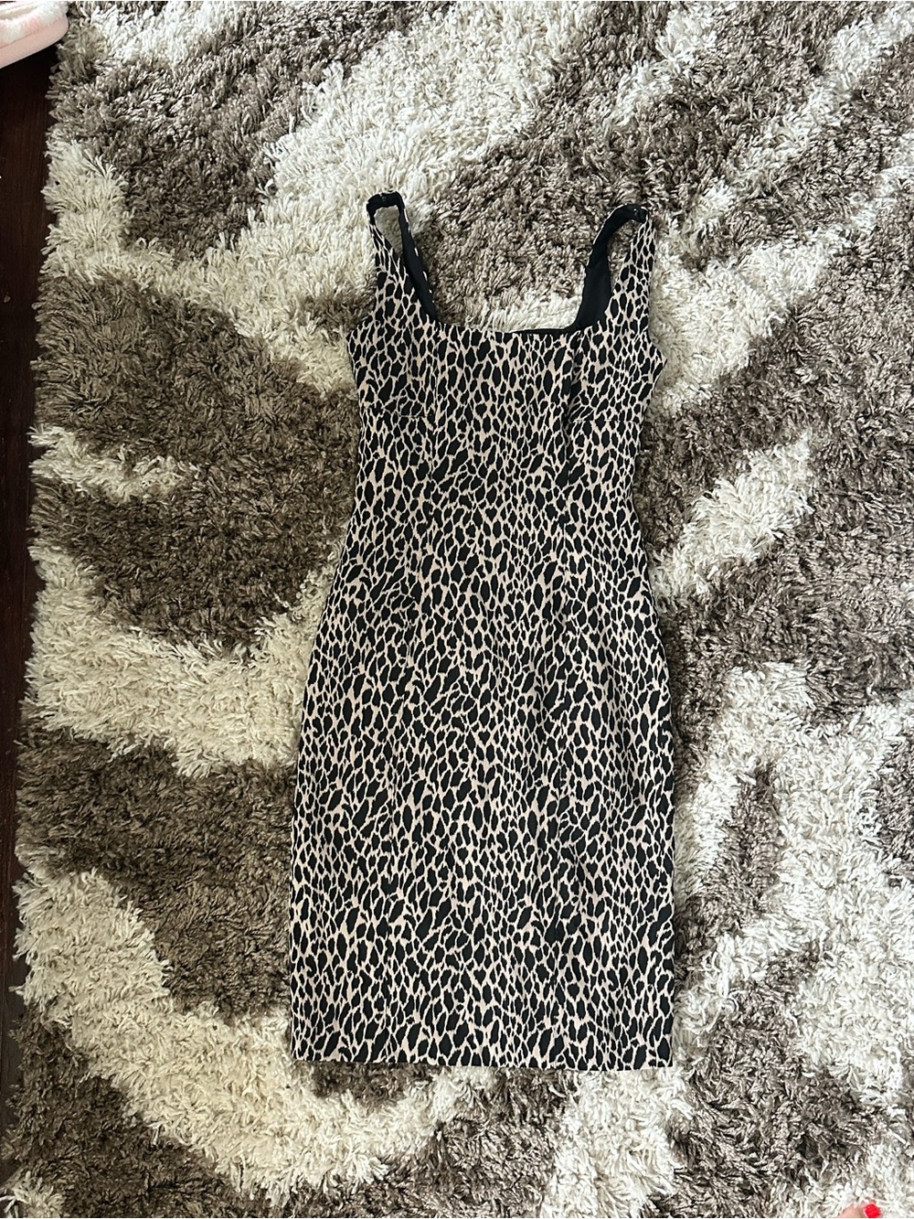 Banana Republic Black and Cream Leopard-Print Mini Dress